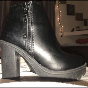 black heeled booties